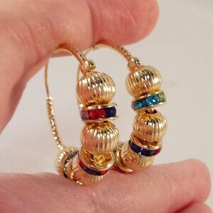 Bohemian Creative Curved Wavy Earrings Inlaid Hylan Cat's Eye Gemstone Swinging Earrings